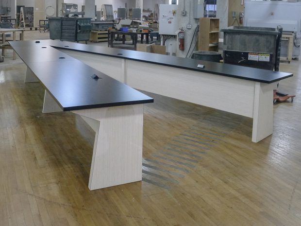 V-shaped conference room table