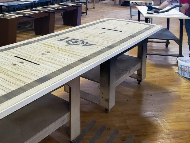 custom conference table with logo