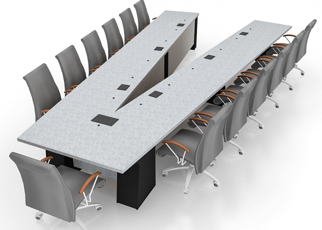 General Atomics Custom V-Shaped Conference Table