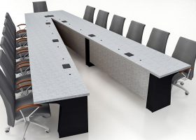 General Atomics V-Shaped Multimedia Conference Table