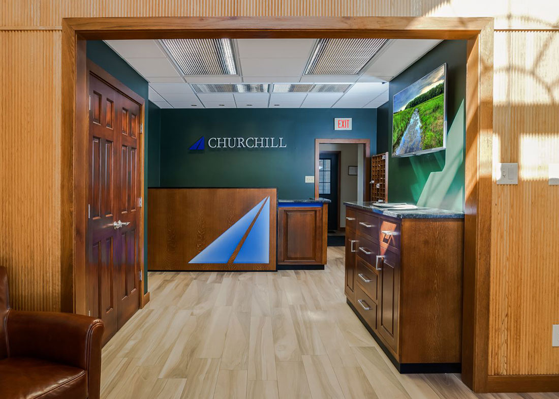 Churchill Engineers Custom Reception Desk with Logo