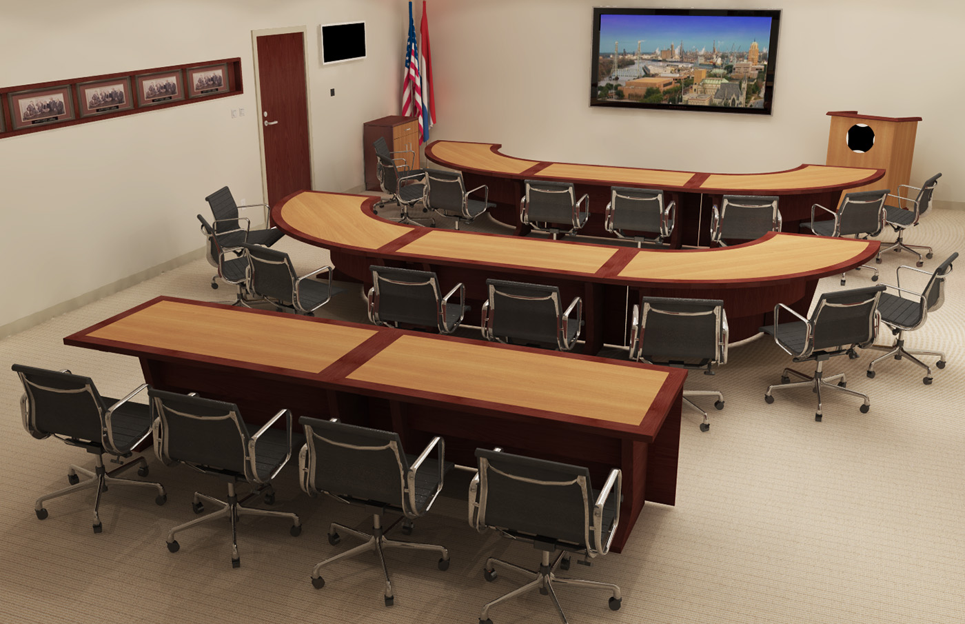 reconfigurable boardroom table