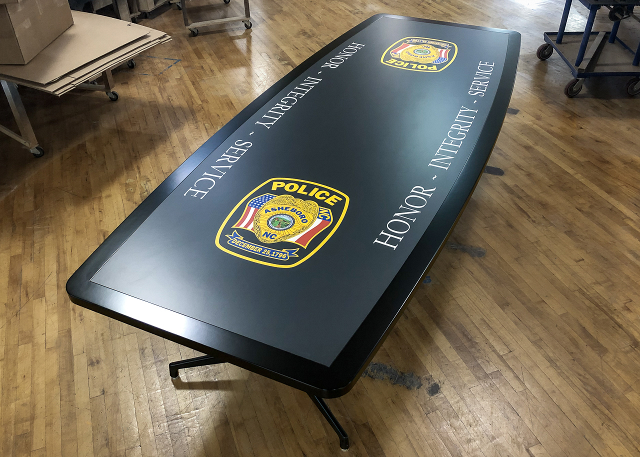 Graphic logo conference table